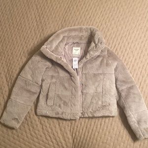 NWT ABERCROMBIE MINI PUFFER FUR COAT- SMALL